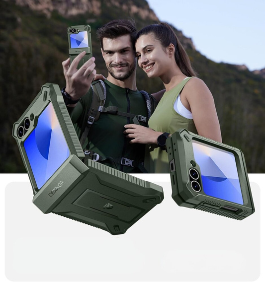 Husa blindată pentru Samsung Galaxy Z Flip7 FE / Z Flip6, Dexnor Clip Holder, verde
