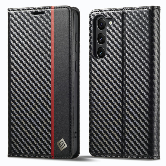 Cu clapetă pentru Samsung Galaxy S23 Plus, Carbon LC.IMEEKE, negru