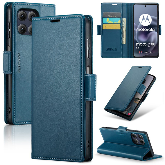ERBORD Portofel Litchi lucios cu clapetă pentru Motorola Moto G86 5G / G86 Power 5G