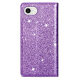 Carcasa flip pentru iPhone 16E, Card Slot Glittery, violet