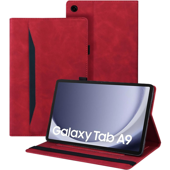 Husă pentru Samsung Galaxy Tab A9, Classic, cu spațiu pentru stylus, roșu