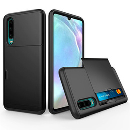 Huse pentru Huawei P30, Sliding Card Holder, negru
