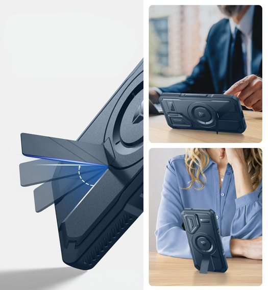 Husă blindată pentru Samsung Galaxy S25, Dexnor CamProtect MagSafe, albastru (Două rame)