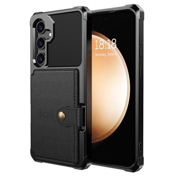 Husa pentru Samsung Galaxy A55 5G, Card Holder Kickstand, negru