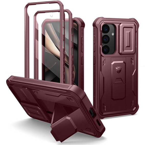 Husă blindată pentru Samsung Galaxy S25+ Plus, Dexnor Full Body (Two Frames), roșu