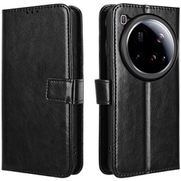Cu clapetă pentru Xiaomi 15 Ultra, Crazy Horse Wallet, negru