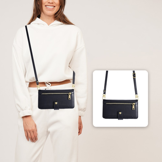 Cu clapetă pentru Realme 14 Pro 5G, Wallet Zipper Pocket, negru