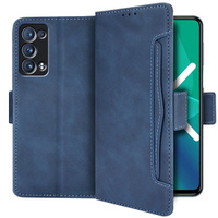 Cu clapetă pentru Oppo Reno6 Pro 5G, Card Slot, albastru