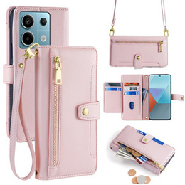 Cu clapetă pentru Xiaomi Redmi Note 13 Pro 5G, Wallet Zipper Pocket, roz