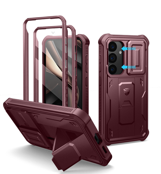 Husă blindată pentru Samsung Galaxy S25, Dexnor Full Body (Two Frames), roșu