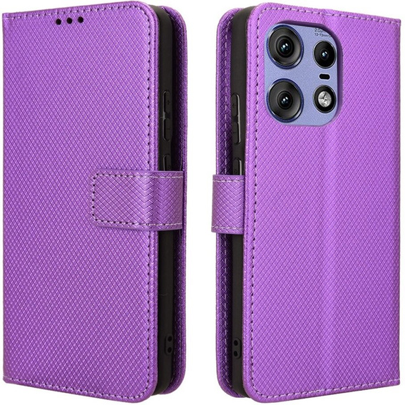 Cu clapetă pentru Motorola Edge 50 Pro, Wallet Smart Magnet, violet