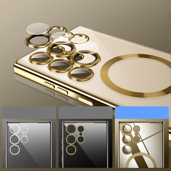 Husă pentru Samsung Galaxy S25 Ultra, Electro MagSafe, de aur + Sticlă pentru ecran