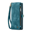 Husă CASEME pentru Samsung Galaxy S25 Ultra, Retro Leather Wallet, cu curea de umăr, verde