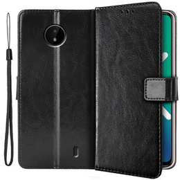 Cu clapetă pentru Nokia C10 / C20, Crazy Horse Wallet, negru