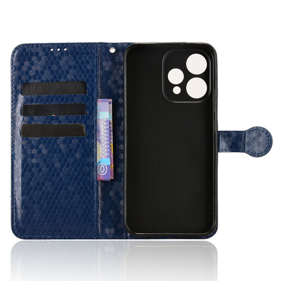 Husă tip portofel Rhombus pentru Oppo Reno 15, albastră