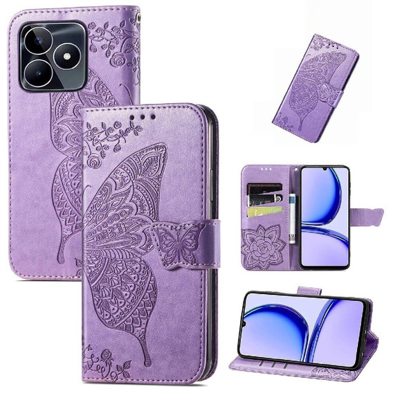 Cu clapetă pentru Realme Note 50, Butterfly, violet