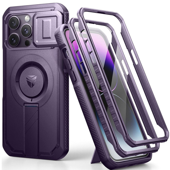 Husă blindată pentru iPhone 14 Pro Max, Dexnor CamProtect MagSafe, violet (Două rame)