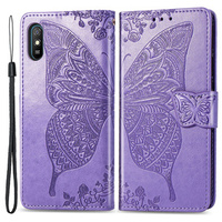 Cu clapetă pentru Xiaomi Redmi 9A, Butterfly, violet