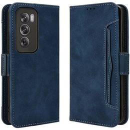 Cu clapetă pentru Oppo Reno 12 Pro, Card Slot, albastru închis