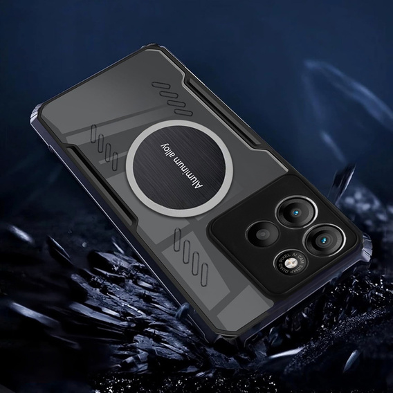 Carcasă pentru Motorola Moto G15 / Motorola Moto G15 Power, cu placă magnetică, transparent / negru