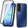 Carcasă pentru Samsung Galaxy A17 5G, Magnetic Dual Glass, transparentă cu laturi negre