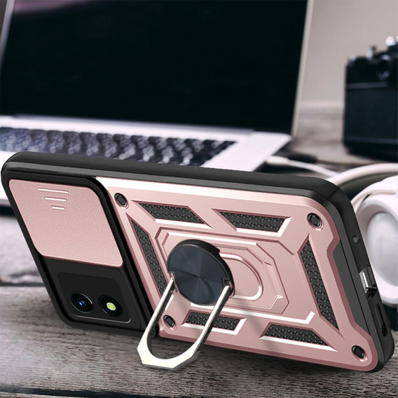 Husă blindată pentru Vivo Y01, CamShield Slide, roz rose gold