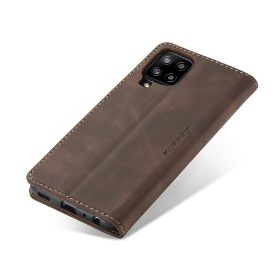 Husa CASEME pentru Samsung Galaxy A12 / M12 / A12 2021, Leather Wallet Case, cafea