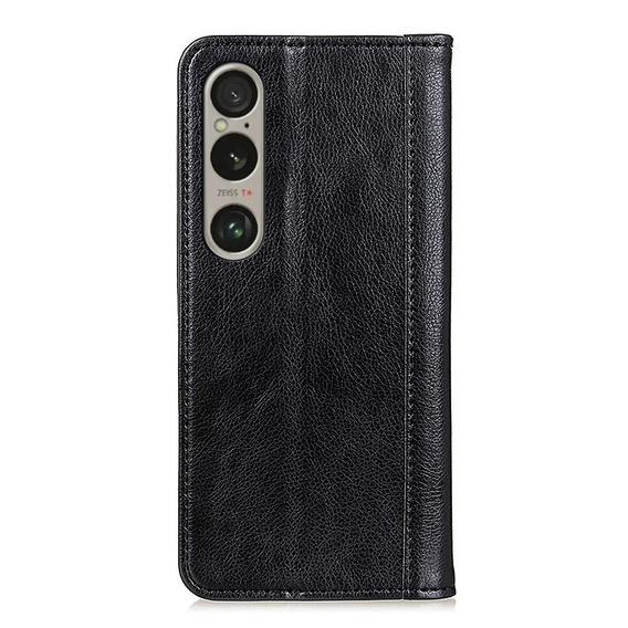 Husa cu clapetă pentru Sony Xperia 1 VI, Split Leather, negru