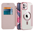 Cu clapetă pentru iPhone 11, RFID Wallet MagSafe CamShield, roz rose gold