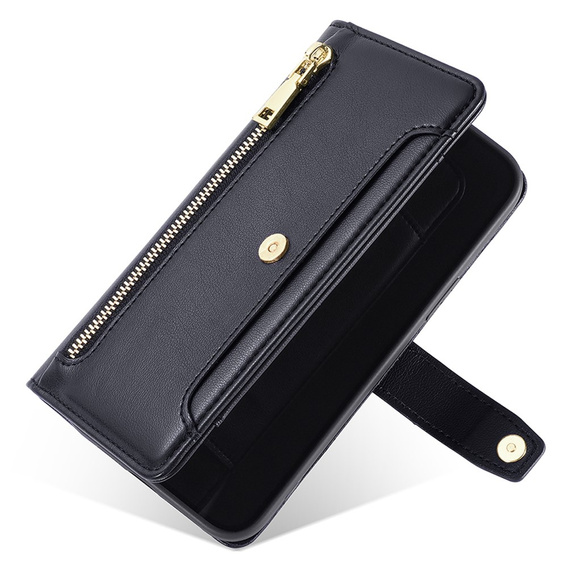Cu clapetă pentru Honor Magic5 Lite, Wallet Zipper Pocket, negru