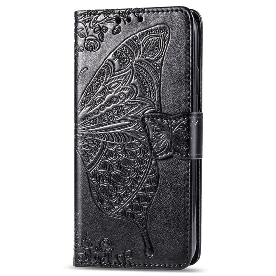 Cu clapetă pentru Xiaomi Redmi 9, Butterfly, negru