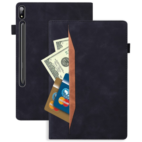 Husă pentru Samsung Galaxy Tab S10 FE+ Plus, Classic, cu spațiu pentru stylus, negru