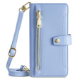 Cu clapetă pentru Samsung Galaxy M15 5G, Wallet Zipper Pocket, albastru