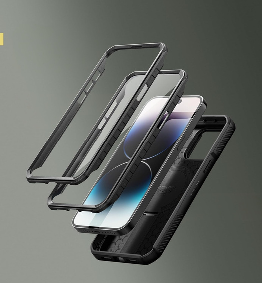 Husă blindată pentru iPhone 14 Pro Max, Dexnor CamProtect MagSafe, negru (Două rame)