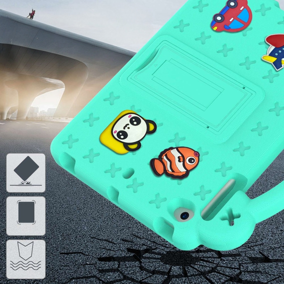 Husă pentru copii pentru iPad mini 7.9" 2019/2015/2014/2013/2012 (5/4/3/2/1 gen.), Cute Patterns, cu suport, verde