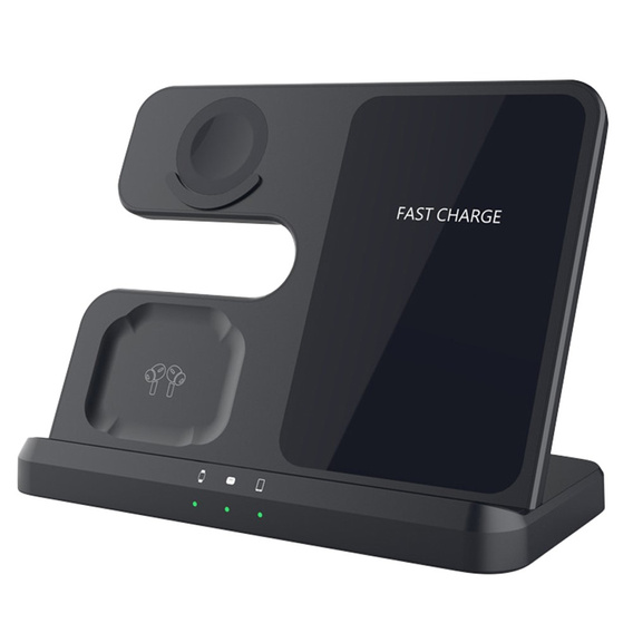 Încărcător wireless inductiv 3 în 1 QI rapid pentru Samsung S25 S24 S23 Galaxy Watch Buds Stație neagră