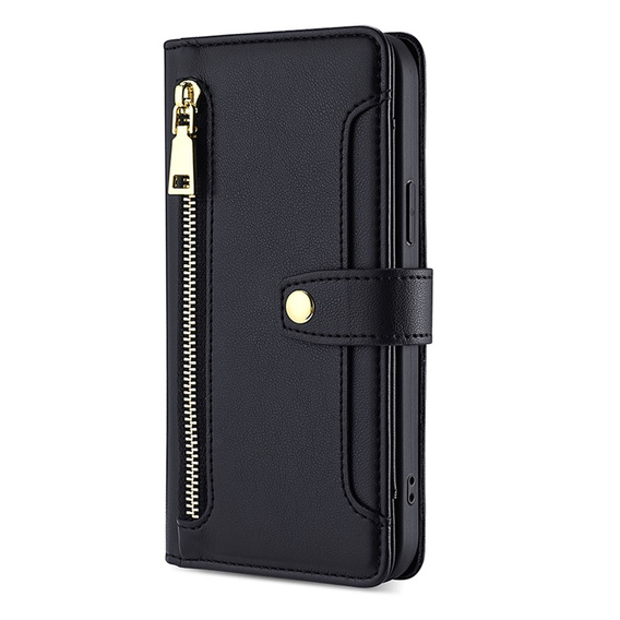Cu clapetă pentru Oppo Reno8 T 4G, Wallet Zipper Pocket, negru