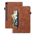 Husă pentru Samsung Galaxy Tab S10 FE+ Plus, Classic, cu spațiu pentru stylus, maro