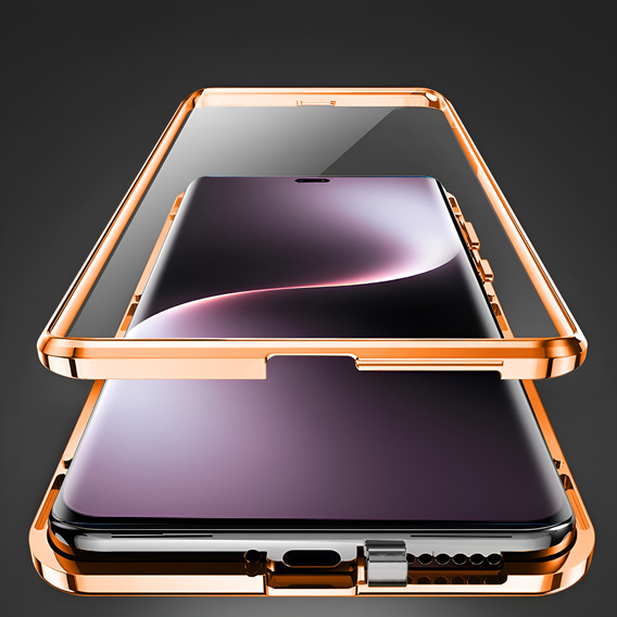Husa pentru Honor Magic 7 Lite, Magnetic Dual Glass, portocaliu
