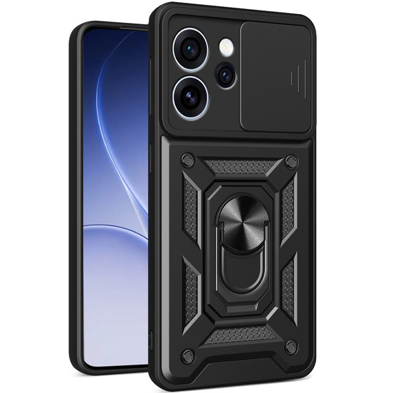 Husă blindată CamShield Slide cu capac pentru cameră și inel pentru Oppo Reno 15 Pro, negru
