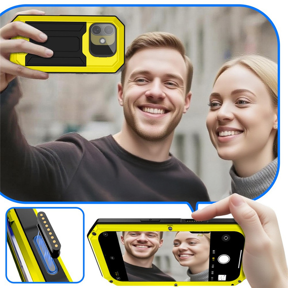 Husă blindată R-JUST cu protecție pentru ecran și suport pentru iPhone 17