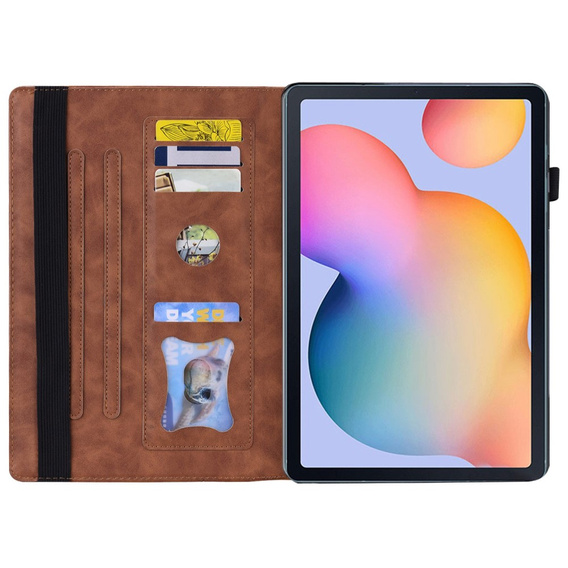 Husă pentru Samsung Galaxy Tab S6 Lite, Classic, cu spațiu pentru stylus, maro
