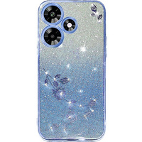 Husă pentru Infinix Hot 30, Glitter Flower,  albastru