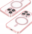 Husă pentru iPhone 16 Pro, ERBORD Glitter MagSafe, roz + Sticlă pentru ecran