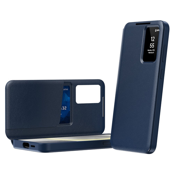 Husă cu clapetă pentru Samsung Galaxy S25+ Plus, Smart View Wallet, albastru