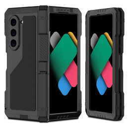 Carcasă blindată pentru Samsung Galaxy Z Fold6 5G, aluminiu, cu stand și spațiu pentru stylus, negru