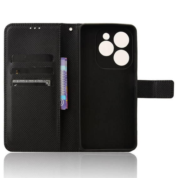 Cu clapetă pentru Infinix Hot 40i, Wallet Smart Magnet, negru