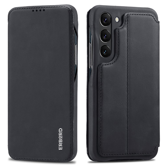 Carcasa cu clapetă pentru Samsung Galaxy S23, ERBORD Retro, negru