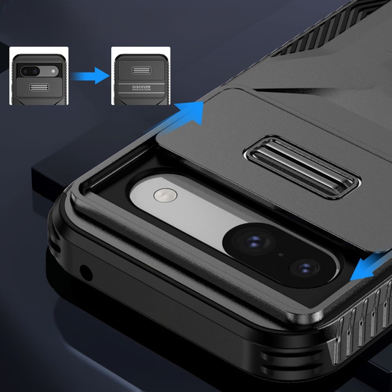 Carcasă pentru Google Pixel 8a, Slide Lens Lid, negru