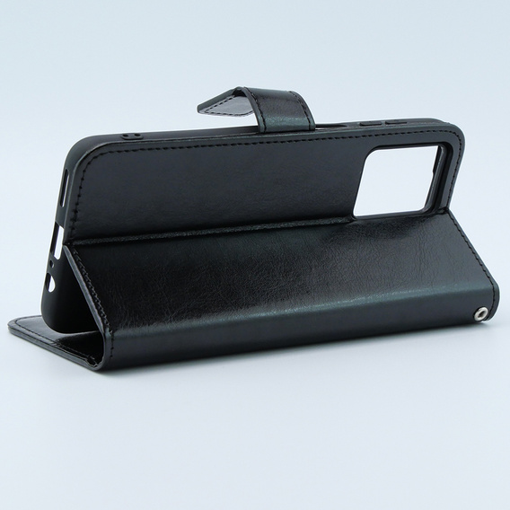 Cu clapetă pentru Motorola Moto G54 5G, Crazy Horse Wallet, negru
